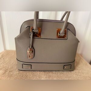 Structured Taupe Dome Satchel with Gold Hardware - Women Bags
